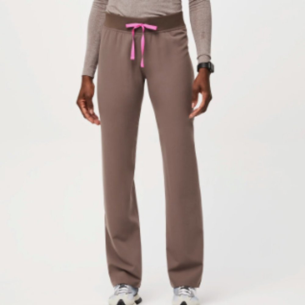 Figs Women's Pants in Brown with Pink Drawstring